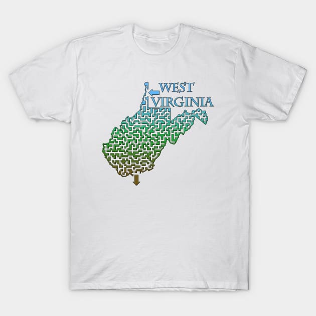 State of West Virginia Colorful Maze T-Shirt by gorff